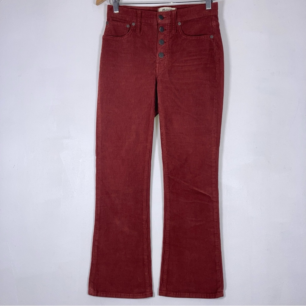 Madewell Pants Womens 24 Cali Demi-Boot Crop Corduroy Burgundy Red 4 Button